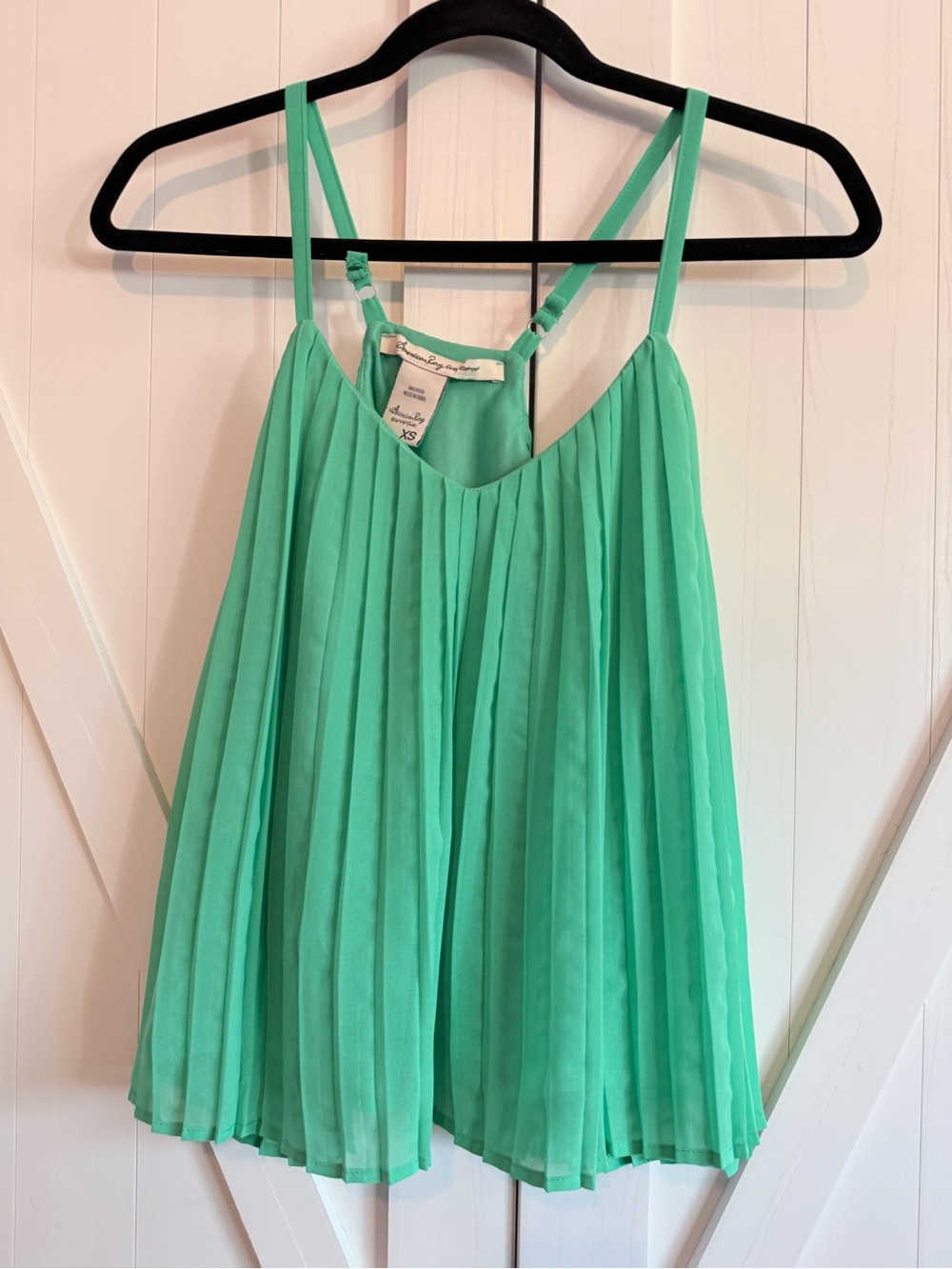 American Rag Pleated Mint Green Spaghetti-Strap Camisole